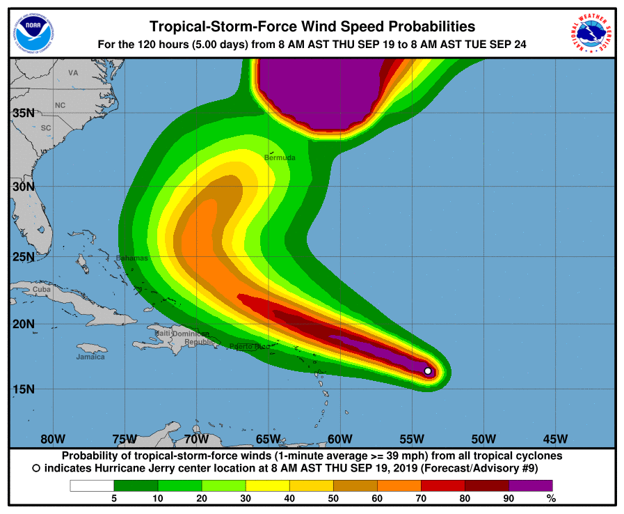 hurricane jerry tropical storm risk